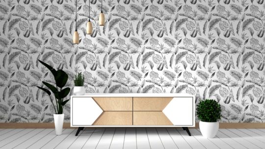 Black White Palms wallpaper for walls by Fancy Walls