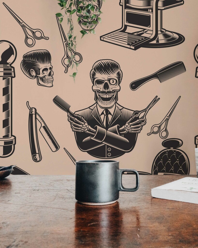 Fancy Walls peel and stick wallpaper with Skull Charm