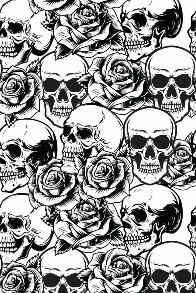 Pattern repeat of Skull removable wallpaper design