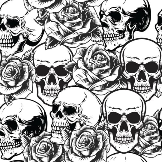 skull black and white traditional wallpaper