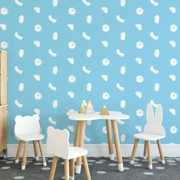sky blue and white dot and stroke wallpaper peel and stick