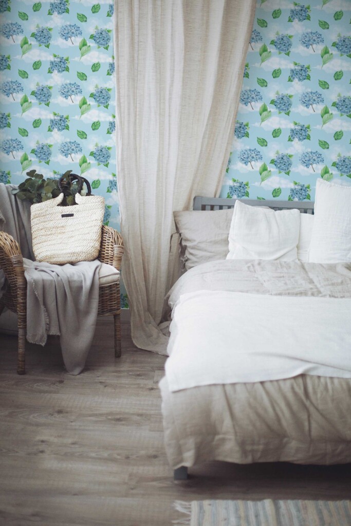 Blue sky flowers self-adhesive wallpaper by Fancy Walls