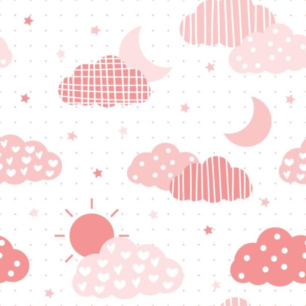 Pink clouds removable wallpaper