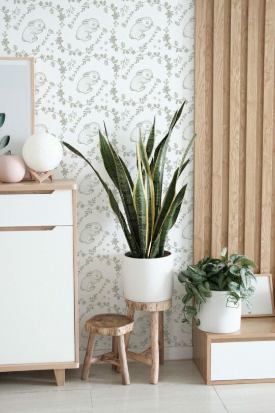 Bunny peel and stick removable wallpaper