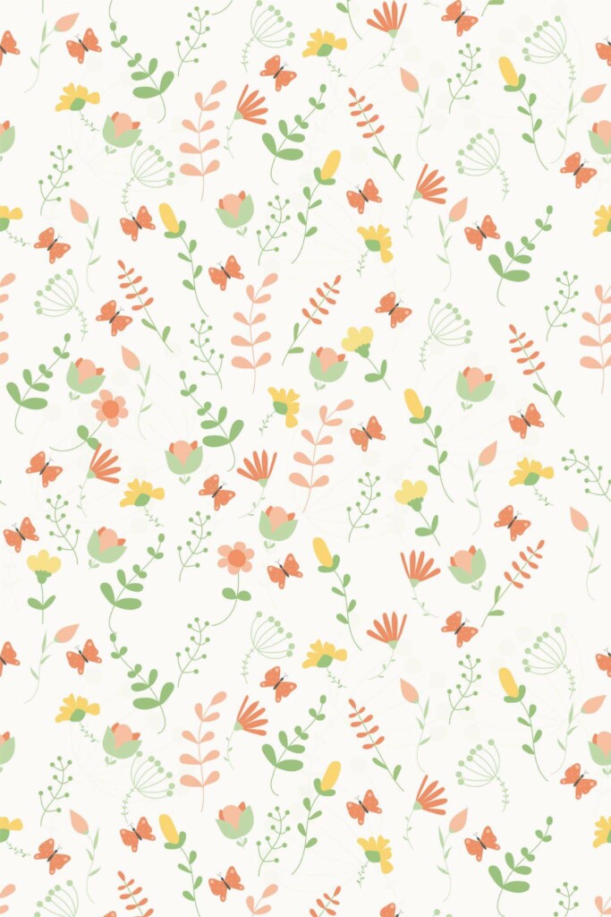 Pattern repeat of Small flowers removable wallpaper design