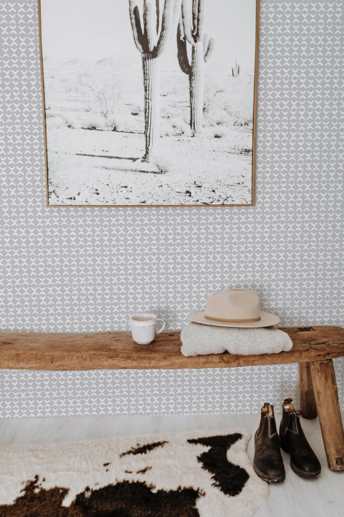 Scandinavian style entryway decorated with Small link pattern peel and stick wallpaper