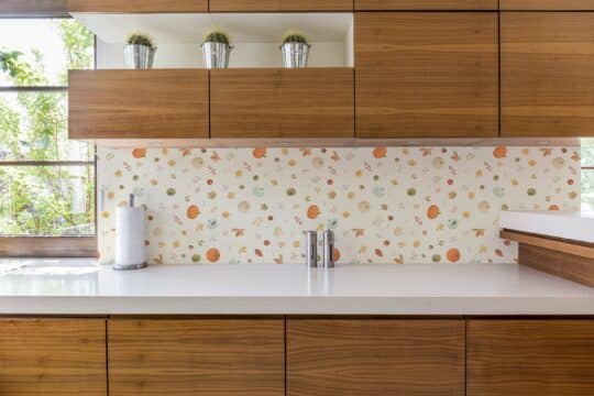 smiling pumpkin beige traditional wallpaper