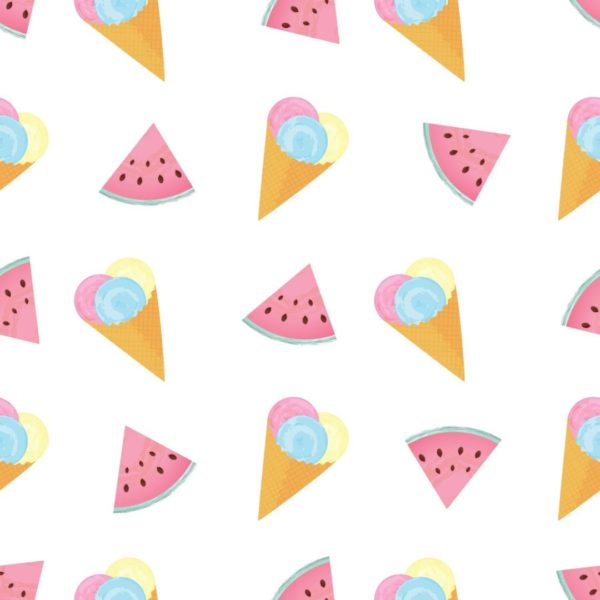 Ice cream and watermelon removable wallpaper