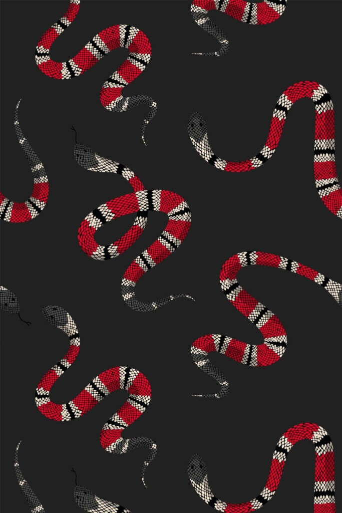 Pattern repeat of Snake removable wallpaper design