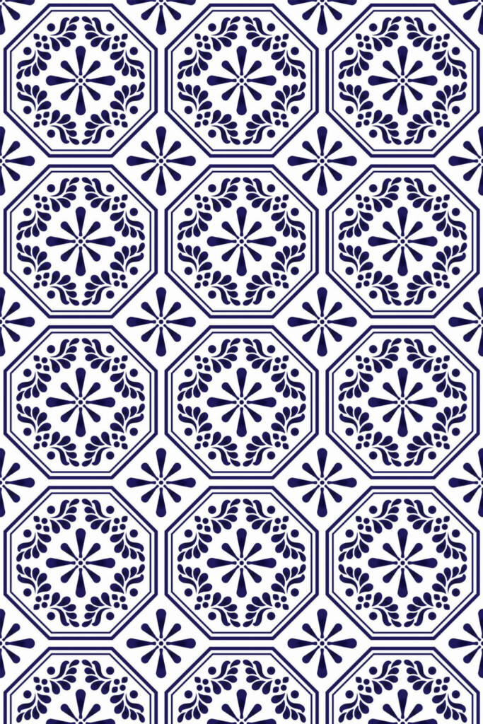 Pattern repeat of Spanish tile removable wallpaper design