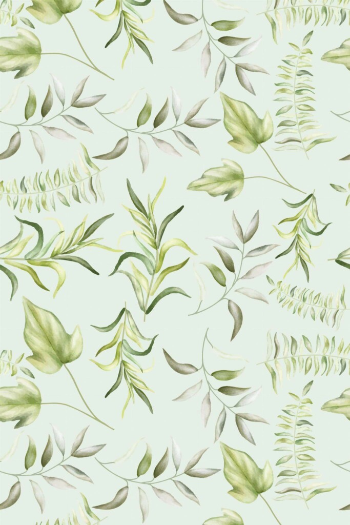 Pattern repeat of Spring leaf removable wallpaper design
