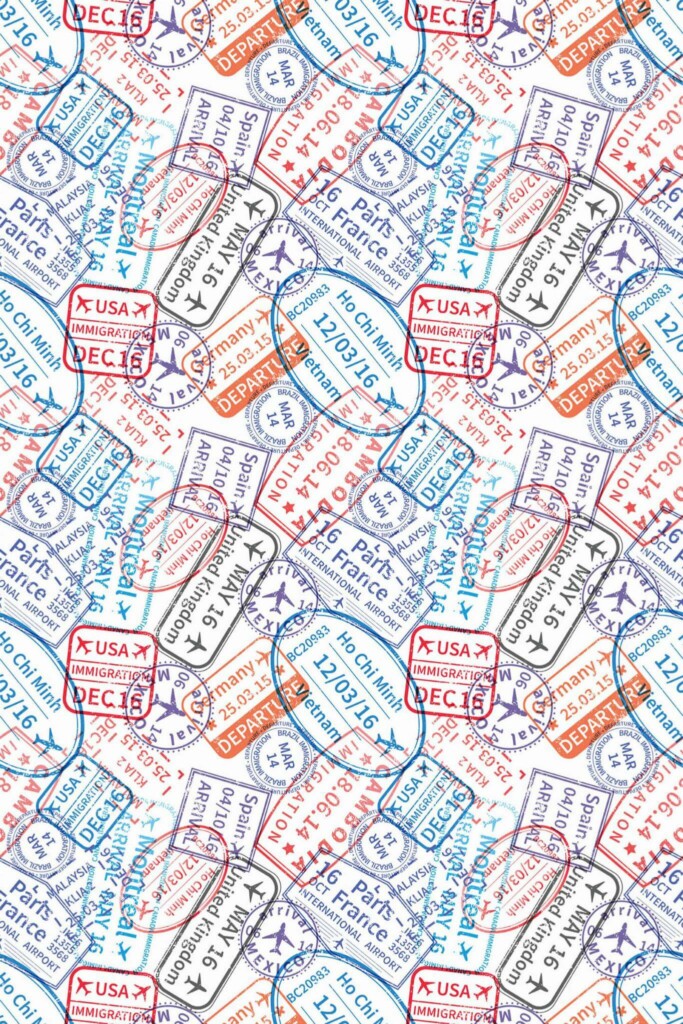 Pattern repeat of Stamp removable wallpaper design