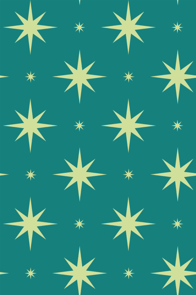 Pattern repeat of Starlight Teal removable wallpaper design