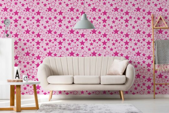 Pink Barbie theme on peel and stick wallpaper
