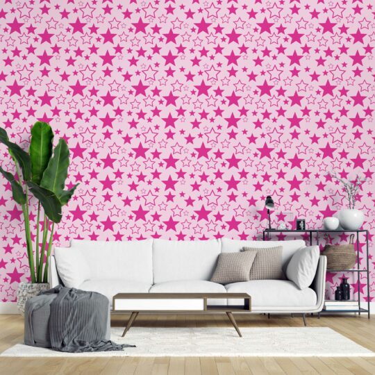 Barbie bedroom accent with peel and stick wallpaper