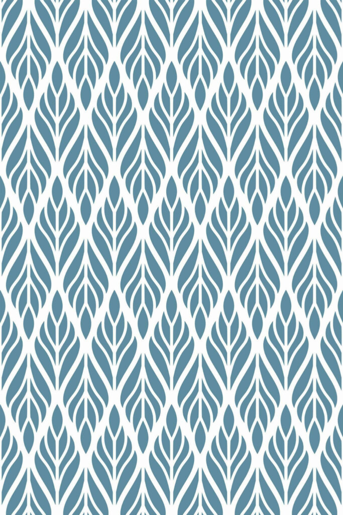 Pattern repeat of Steel blue Art Deco removable wallpaper design