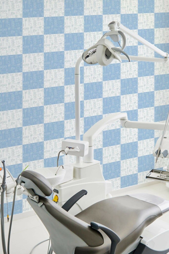 Modern style dentist office decorated with Stomatology pattern peel and stick wallpaper
