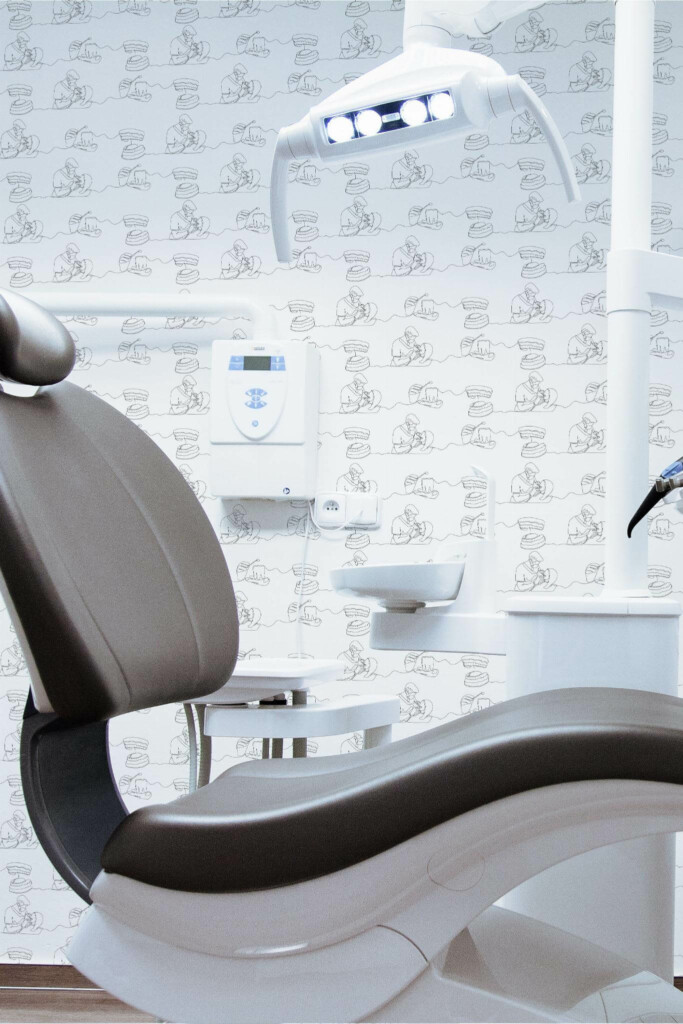 Modern style dentist office decorated with Stomatology peel and stick wallpaper