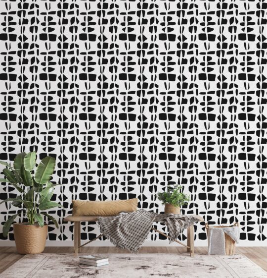 stone black and white traditional wallpaper