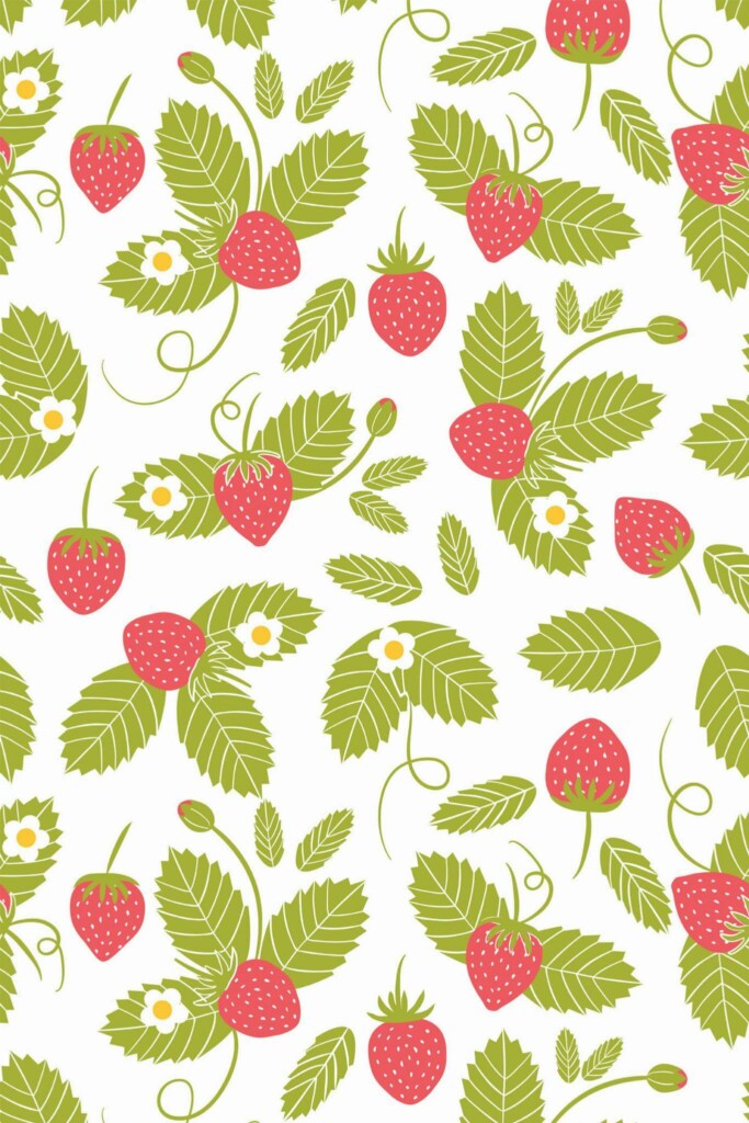 Pattern repeat of Strawberry summer removable wallpaper design