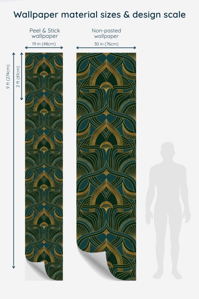 Fancy Walls elegant Green Geometric removable wallpaper for modern interiors.