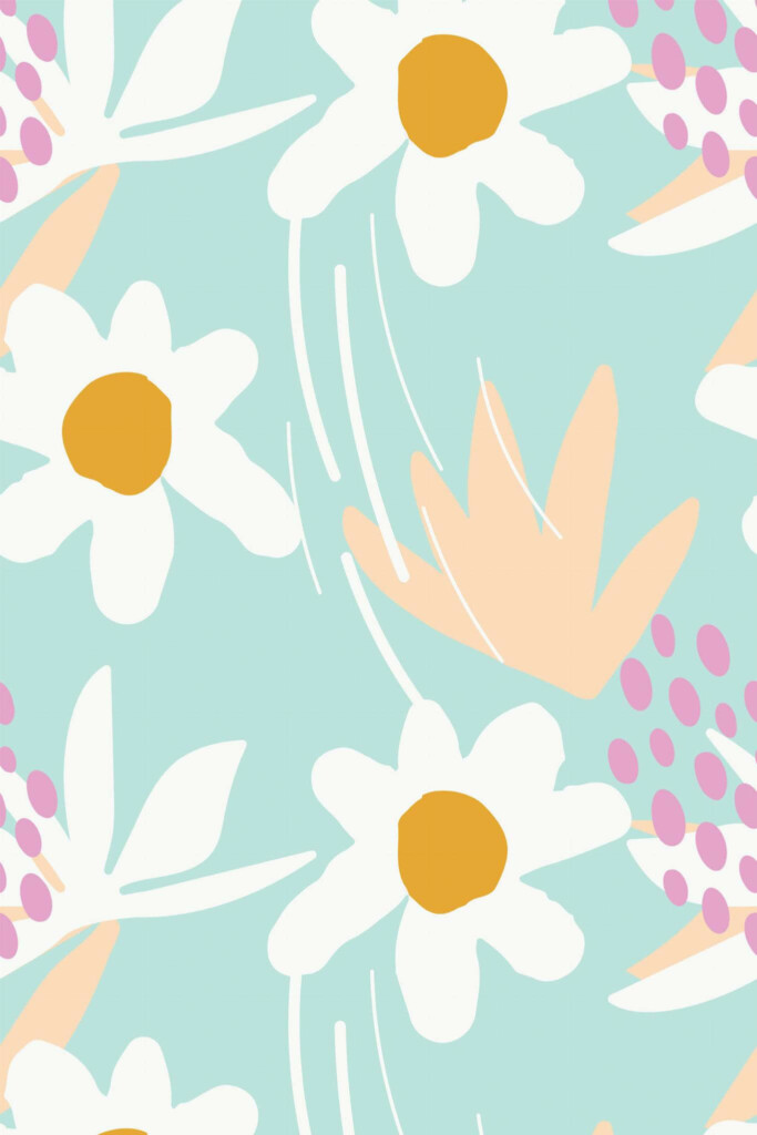 Pattern repeat of Summer flower removable wallpaper design