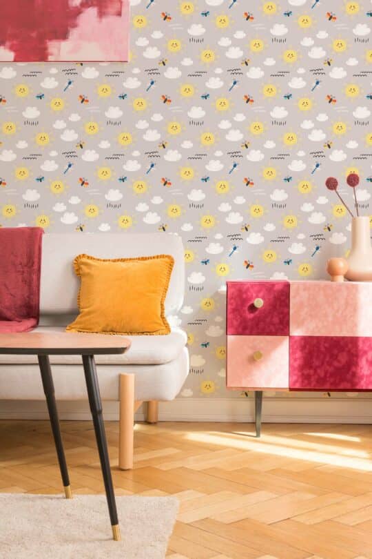 sun and clouds nursery non-pasted wallpaper