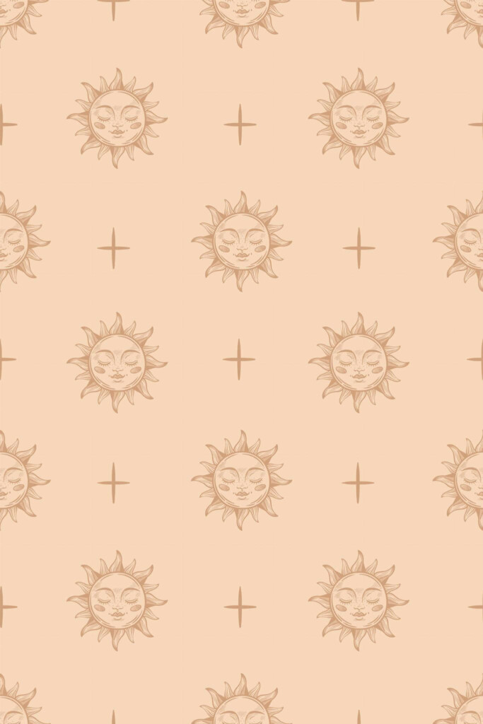 Pattern repeat of Sunny boho removable wallpaper design