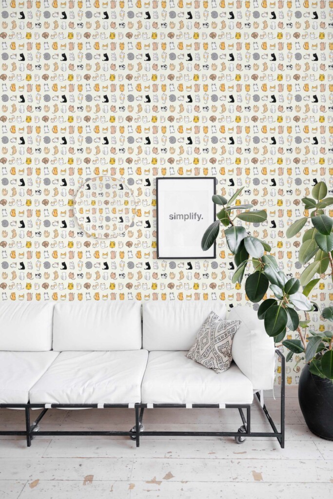 Fancy Walls - Removable Wallpaper with Playful Yellow Whiskers