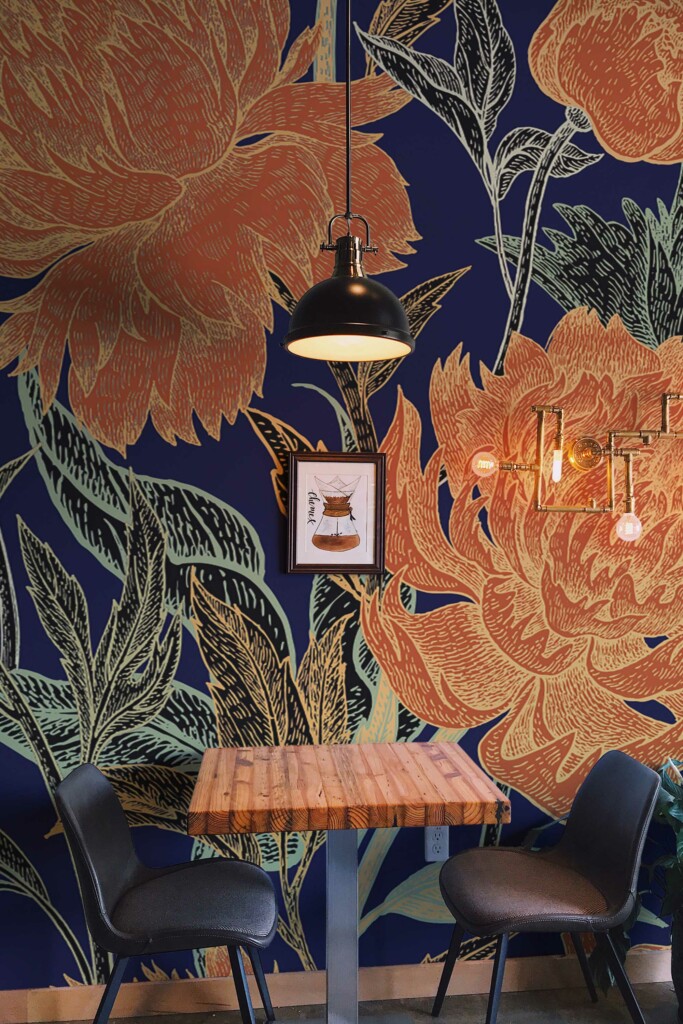 Fancy Walls peel and stick wall murals with dark bold floral design