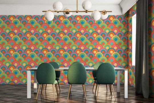 Fancy Walls' traditional Kaleidoscope of Groovy Sunsets wallpaper