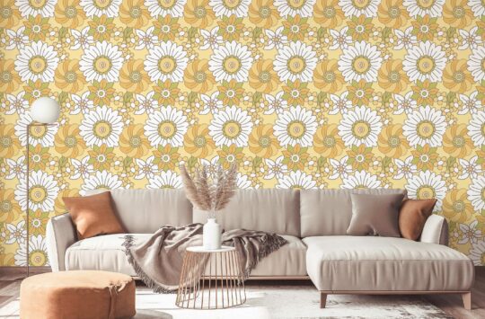 Nostalgic Blooms of Sunshine wallpaper for accent walls