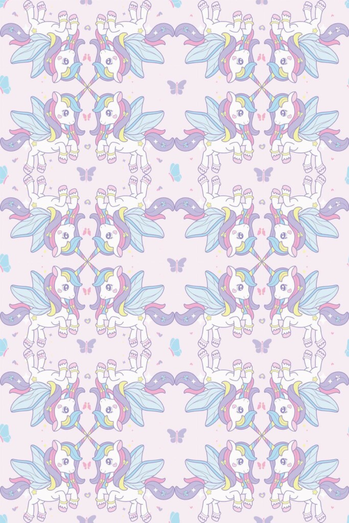 Pattern repeat of Sweet Unicorn Dreamscape removable wallpaper design