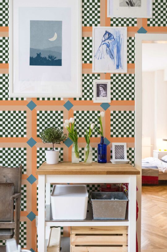 Tangerine Tessellation traditional wallpaper by Fancy Walls