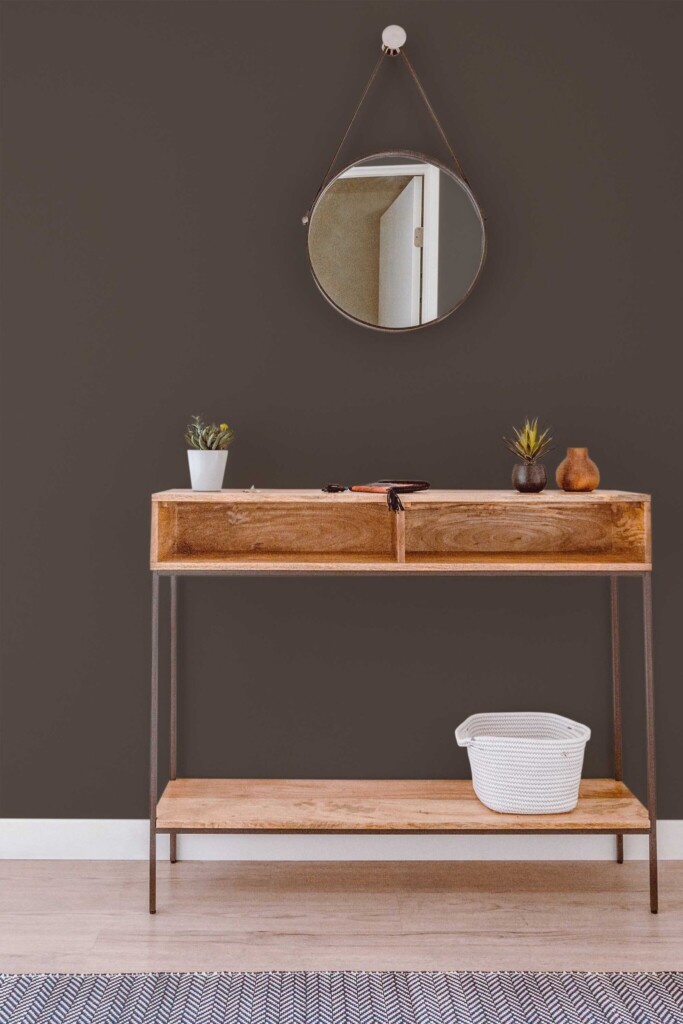 Removable wallpaper in dark taupe by Fancy Walls for a calm minimalist space