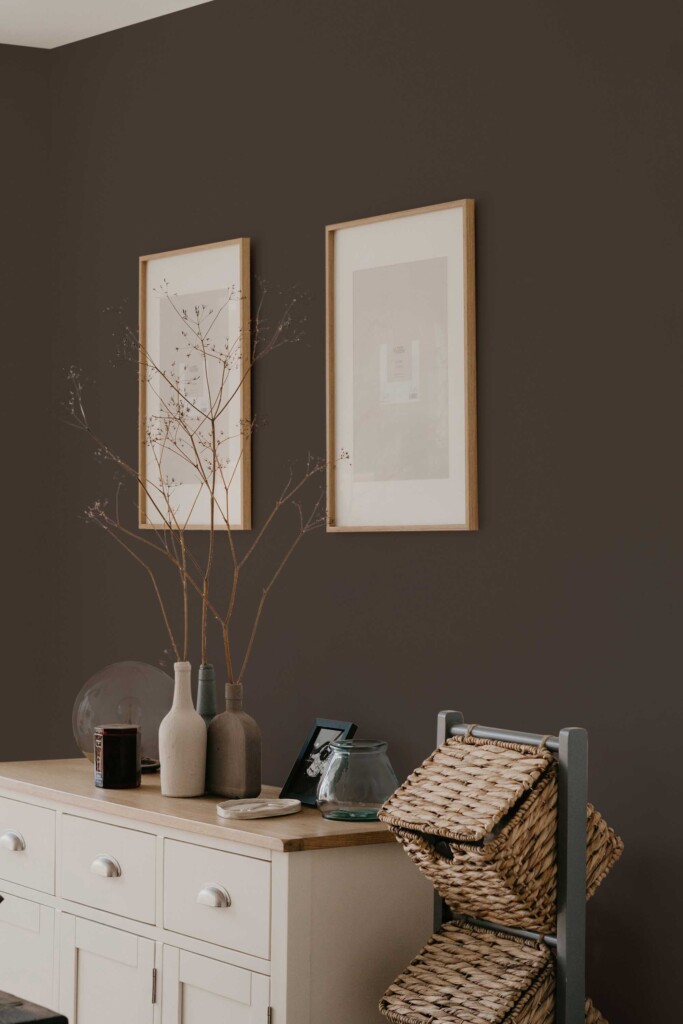 Traditional wallpaper in taupe shade by Fancy Walls for accent living spaces