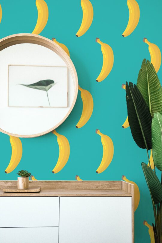 teal and yellow accent wall peel and stick removable wallpaper