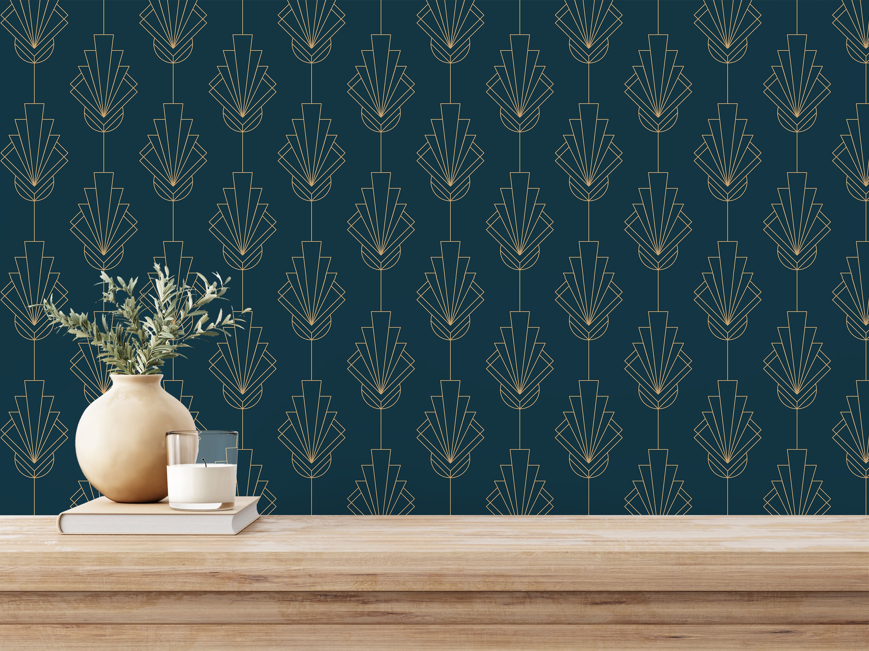 Buy Green Art Deco Pattern Wallpaper Self Adhesive Peel  Online in India   Etsy
