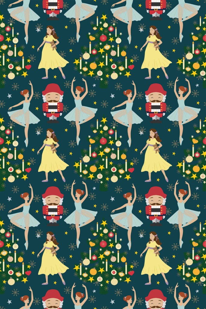 Fancy Walls Teal Christmas self-adhesive wallpaper