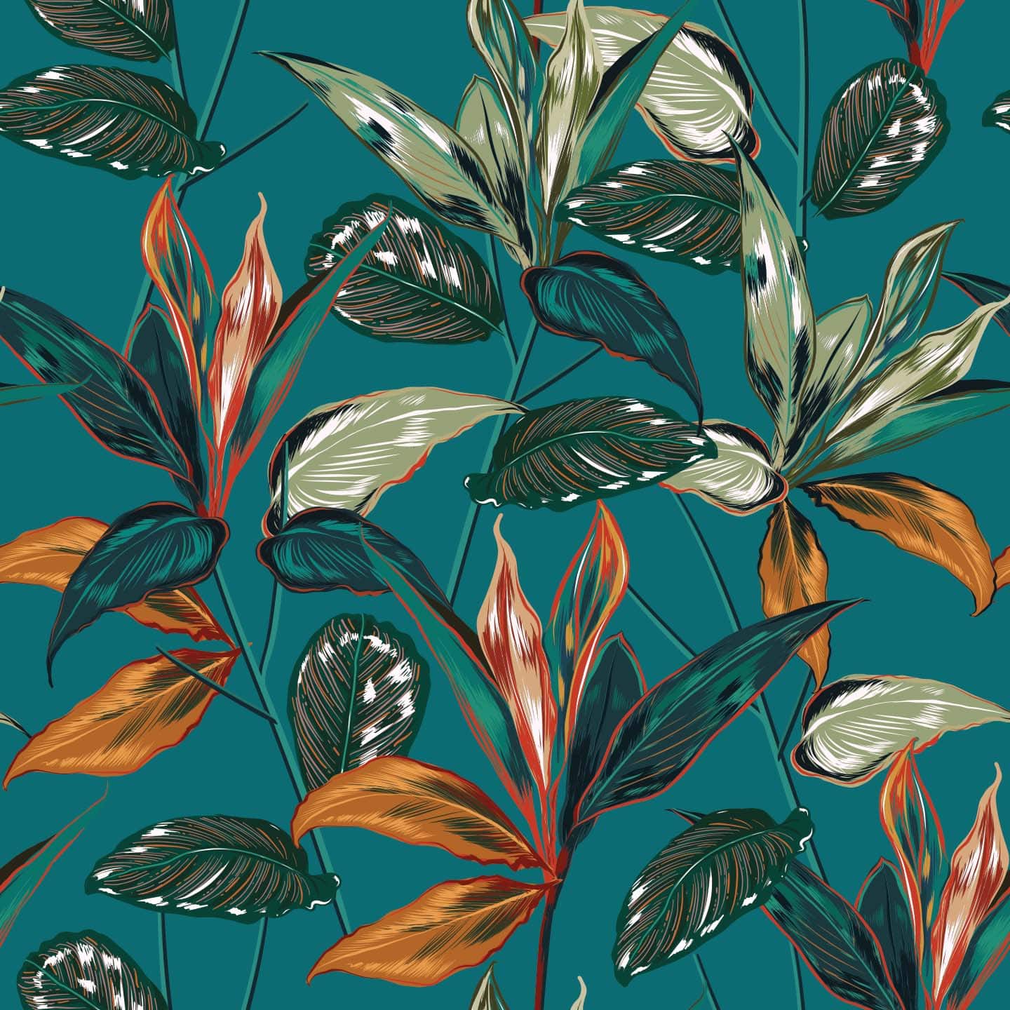 Teal peel and stick wallpaper - dark floral design