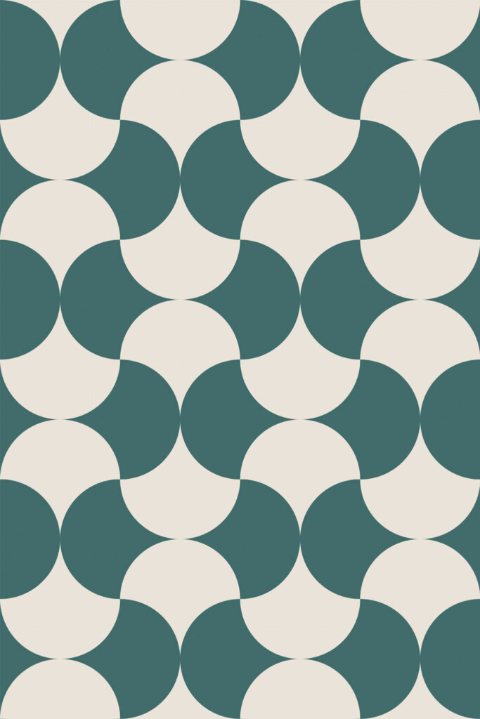 Pattern repeat of Teal mid-century arch removable wallpaper design
