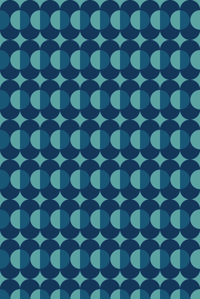 Living room peel and stick wallpaper in retro teal by Fancy Walls