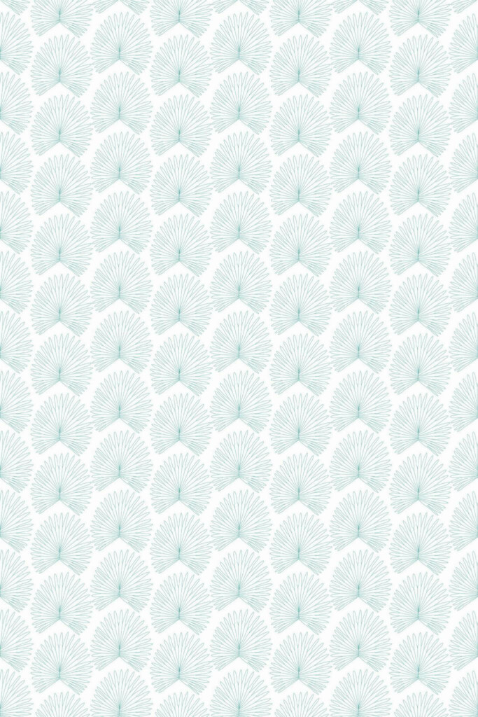 Pattern repeat of Teal palm leaf removable wallpaper design