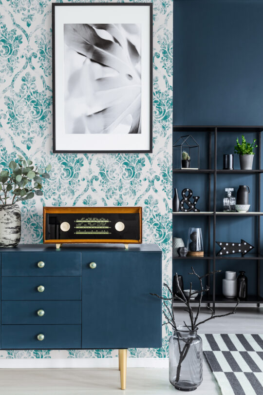 Removable wallpaper in Teal retro damask from Fancy Walls