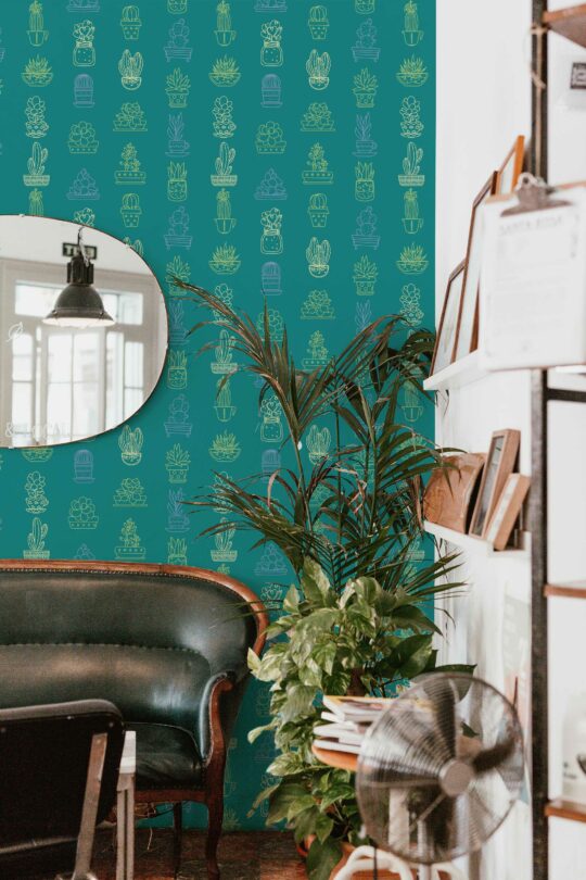 Traditional Teal Oasis Mirage wallpaper by Fancy Walls