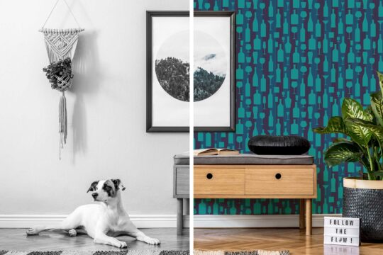 Midnight Cheers in Teal Shadows non-pasted wallpaper from Fancy Walls