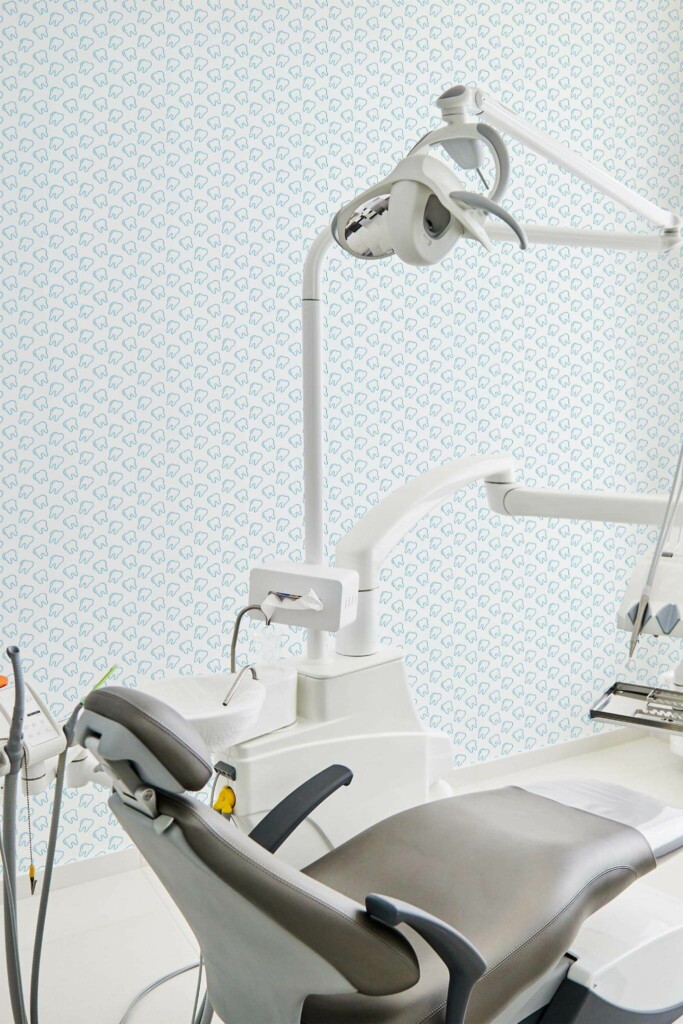 Modern style dentist office decorated with Teeth pattern peel and stick wallpaper