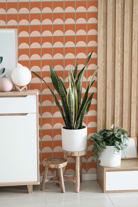 Eclectic Terracotta Tile Blend traditional wallpaper by Fancy Walls