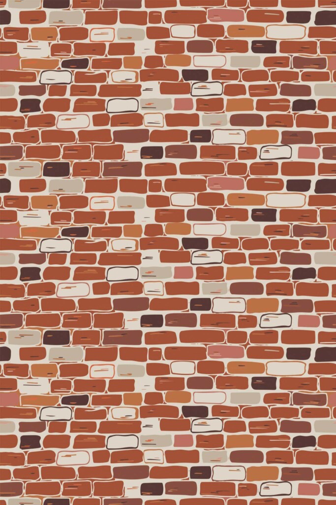 Pattern repeat of Terracotta Brick removable wallpaper design
