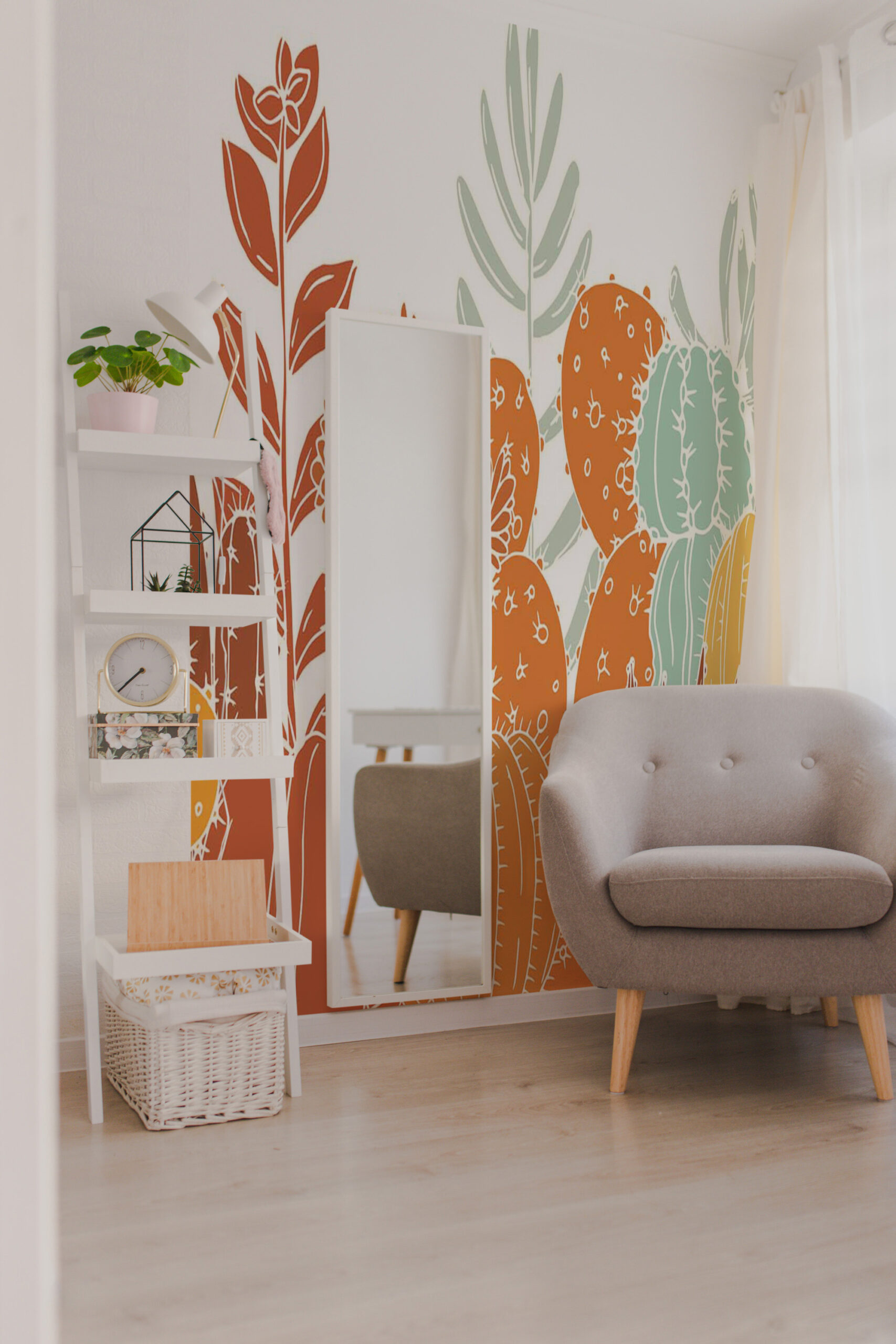 Living room transformation with Fancy Walls - mural for wall